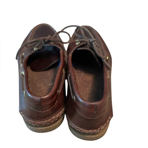 Sperry Topsiders EUC Brown Leather Boat shoes, gold trim, men’s size 11 - Picture 3 of 7
